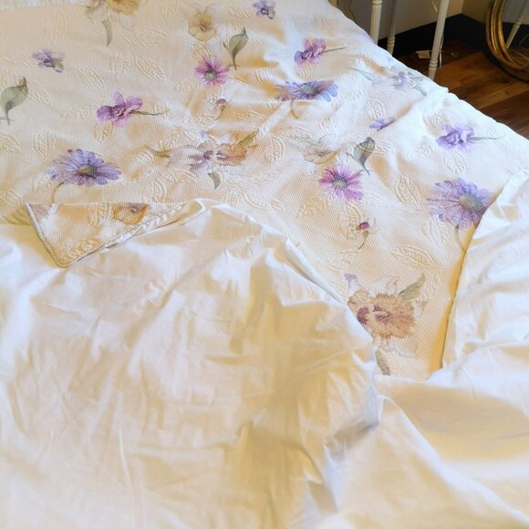 Vintage West Point Stevens Queen Duvet Cover Yellow Embossed Purple Daisies  USA - Picture 4 of 12
